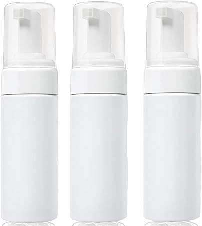 3-Pack Travel-Sized Foaming Pump Bottles - Empty Liquid Soap Dispensers for Refillable Travel Hand Shampoo Castile Cosmetics BPA Free (100ml/3.3oz) (Clear)