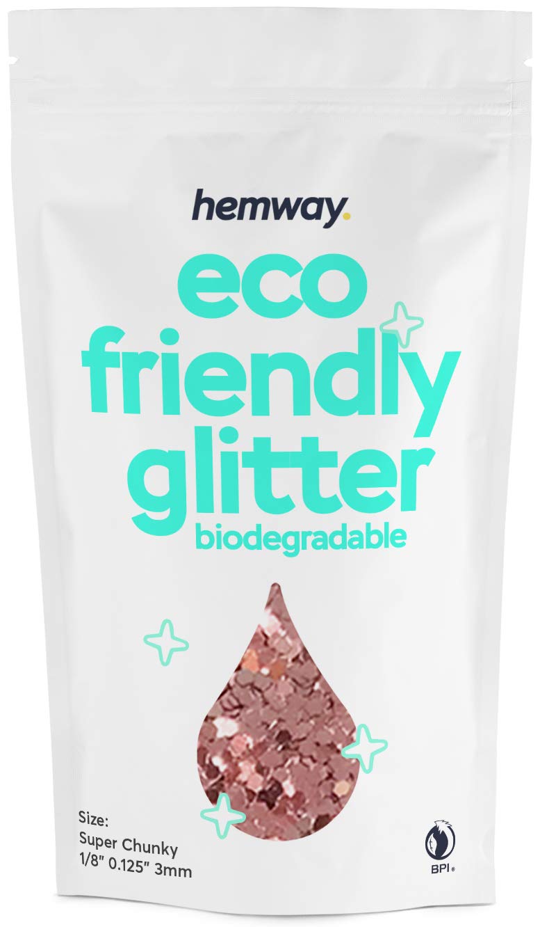 Hemway Biodegradable Glitter Eco Friendly - 100g/3.5oz Bio Cosmetic Safe Sparkle Vegan for Face Eyeshadow Body Hair Festival Makeup Craft - Super Chunky (1/8" 0.125" 3mm) - Rose Gold