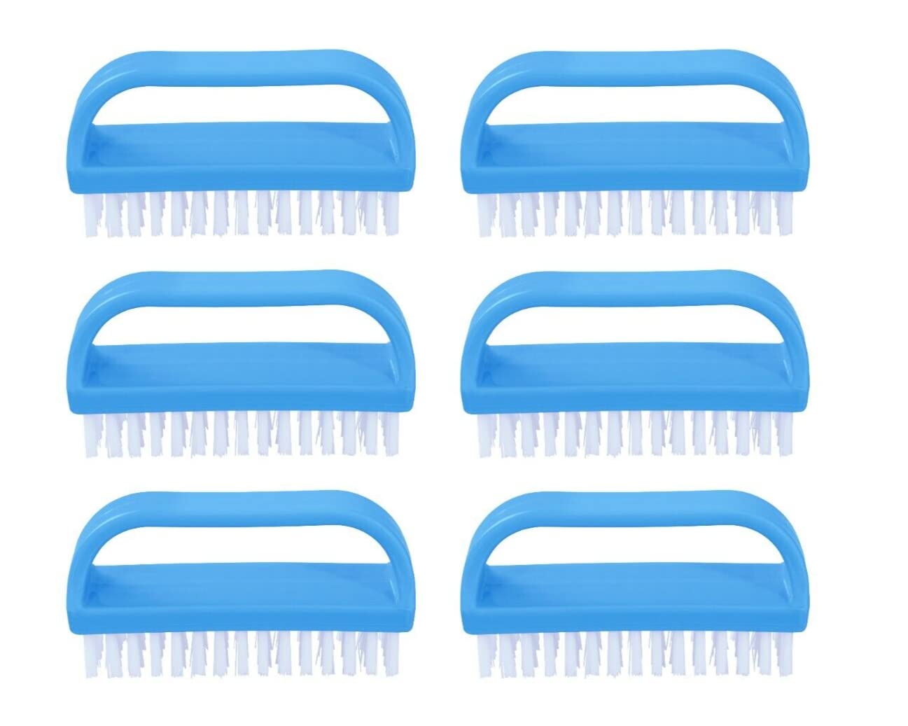 Superio Nail Brush Cleaner with Handle (6 Pack) Durable Scrub Brush to Clean Toes and Fingernails, All Purpose Hand Scrubber Cleaning Brush - Stiff Bristles, Easy to Use (6-Pack)