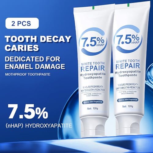 2 PCS Hydroxyapatite Toothpastes for Enamel Protection and Tooth Strengthening,Fresh Mint Flavor,Daily Use for Oral Care