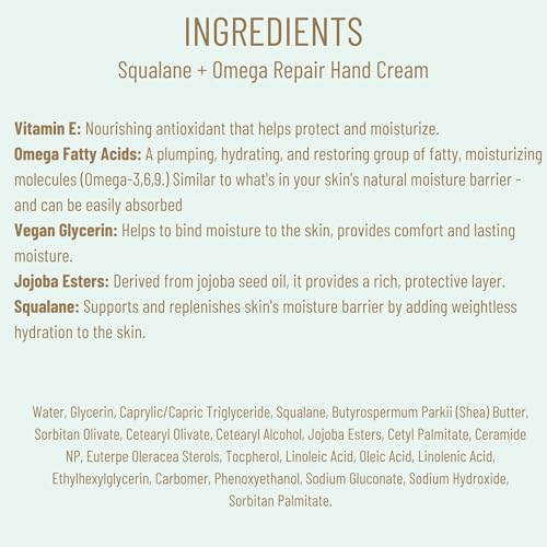 Biossance Squalane + Omega Repair Hand Cream – Deeply Moisturizes & Protects Dry Hands – Squalane, Omega-3,6,9, Vitamin E, Vegan Glycerin – Boosts Radiance – Strengthens Skin Barrier, 2.5 oz