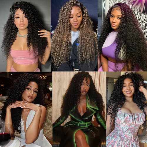 26 Inch Deep Wave Lace Front Wigs Human Hair 13x6 Hd Transparent Deep Curl Lace Front Wigs 200% Density Deep wave Human Hair Wig Pre Plucked Glueless Curly Lace Frontal Wigs Human Hair