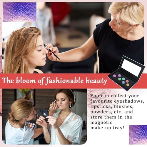 2 Packs Magnetic Makeup Palette Empty - Large Mermaid Palette with Mirror - Magnetic Palette for Storage & Travel