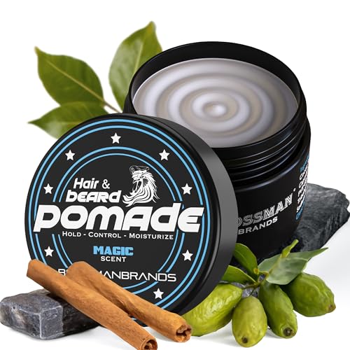 Bossman Hair & Beard Pomade for Men (Magic Scent) – Medium Hold & Moisturizing for Hair, Beard & Mustache Styling – Made in USA