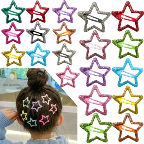 20 PCS Sparkling Star Hair Clips - Non Slip Metal Star Hair Accessories for Girls & Women