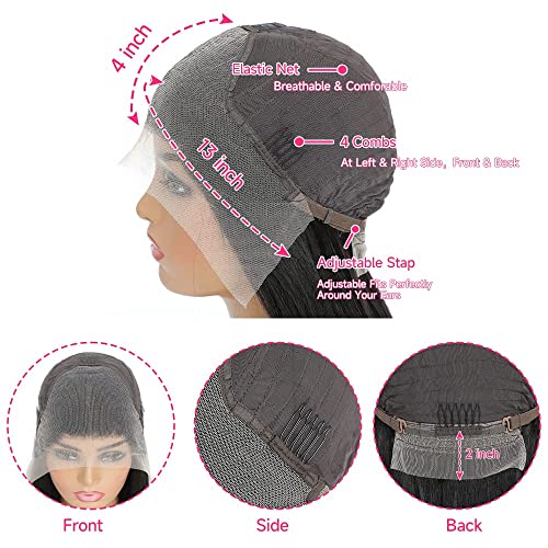 30 Inch Lace Front Wigs Human Hair Pre Plucked with Baby Hair 200 Density Real Human Hair Wig Straight 13x4 HD Lace Frontal wigs