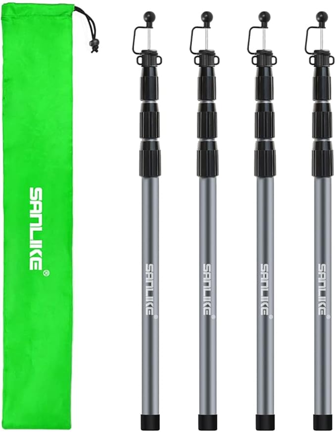 SANLIKE Tent Poles for Tarp, 8.2' Tarp Poles Set of 4, Tent Poles Replacement, Telescoping Pole, Canopy Poles, Camping Poles for Rooftop Tents, Trekking Pole Tent for Rain Fly, Camper, Awning – Gray