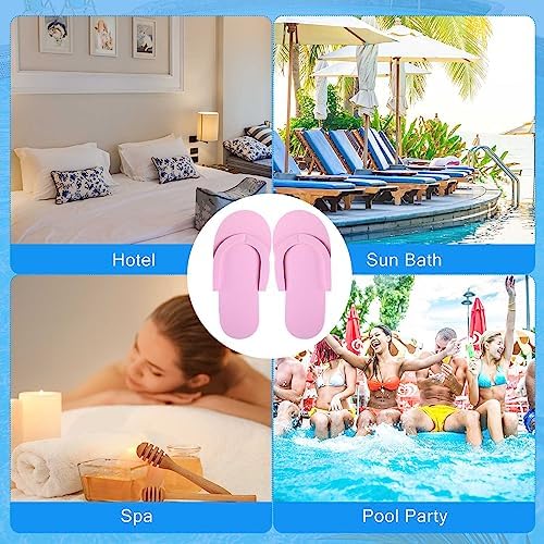 JenPen 60 Pairs Disposable Pedicure Slippers Foam Flip Flops Disposable Flip Flops Multi Color Foldable Pedicure Slippers for Guests Salon Spa Hotel Women