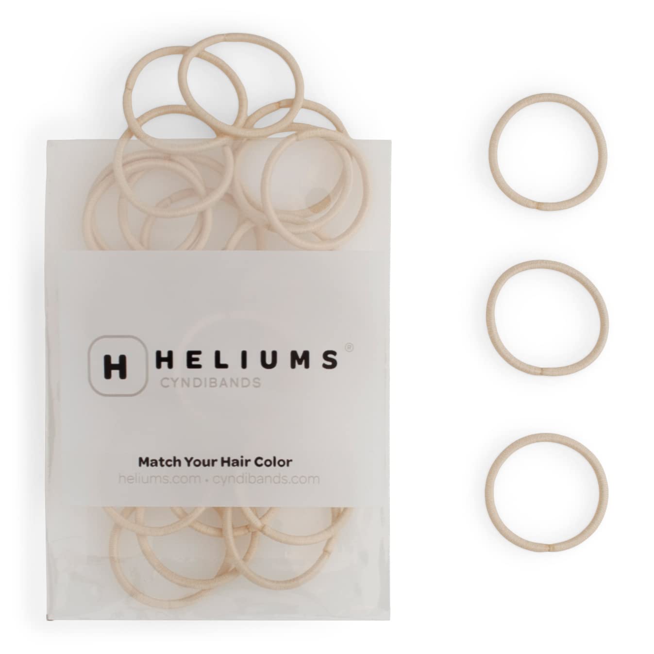 Heliums Small Hair Ties - Beige Blonde - No Damage Mini 1 Inch Reusable 2mm Elastics for Thin Hair and Kids, Neutral Ponytail Holders - 48 Count
