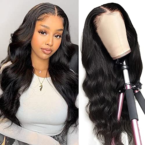 Hedy 10A Glueless Human Hair Wigs for Black Women 180 Density HD Transparent Body Wave Lace Front Wigs, Pre Plucked with Baby Hair Natural Black 26 Inch