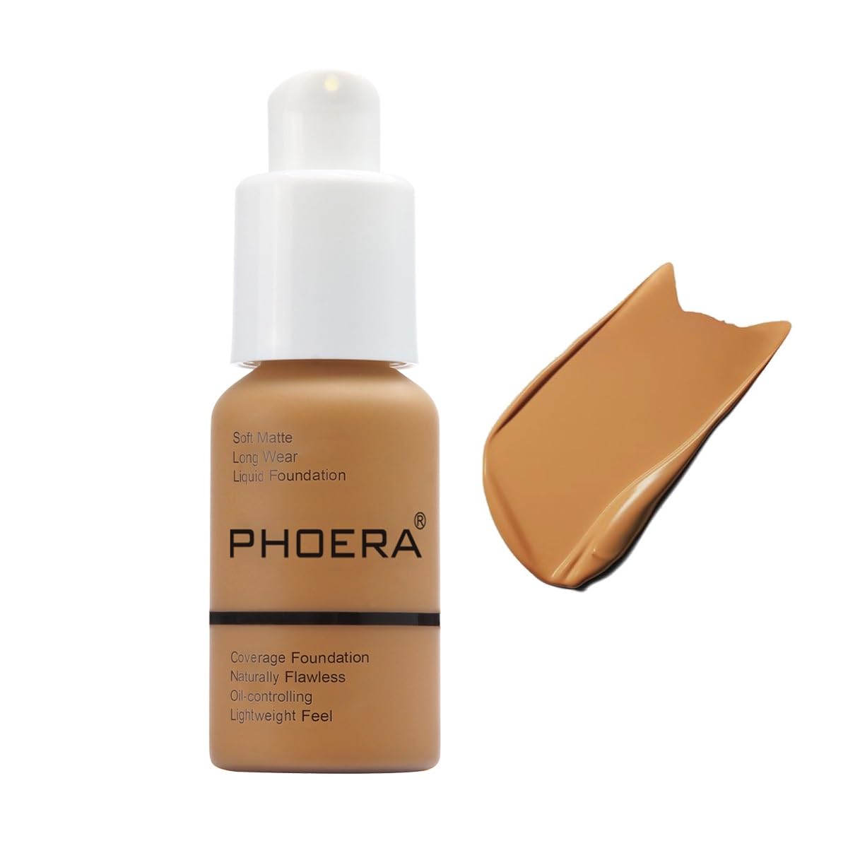 PHOERA Foundation, Long-Lasting Waterproof Oil Full Coverage Flawless Soft Matte Liquid Foundation.( 1pcs-111# Chestnut)