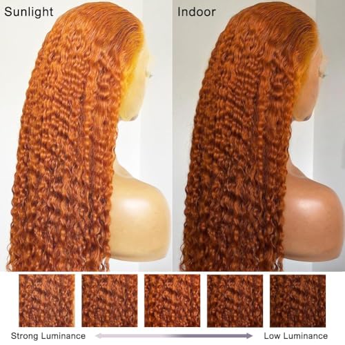 30 Inch Ginger Wig Human Hair 13x6 Deep Wave Lace Front Wigs 200 Density Hd Lace Curly Orange Wig Glueless Wigs Human Hair Pre Plucked Pre Cut With Baby Hair