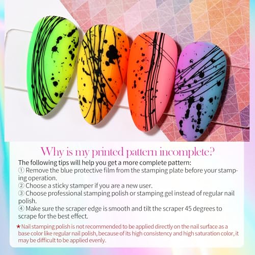 Born Pretty Nail Stamping Polish, 12 Colors Neon Metallic Effect Fingernail Stamp Polish Set Manicure Print Nail Polish for Stamping Plates Bulk Gift Collection 10ml 0.34fl oz Ideal Gifts