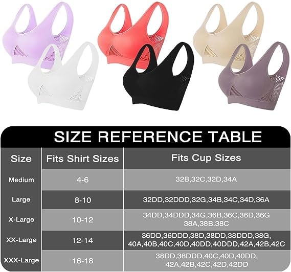 Breathable Cool Liftup Air Bra, 2024 New Large Size Air Bra Breathable and Comfortable Mesh Sports Bra for Women White