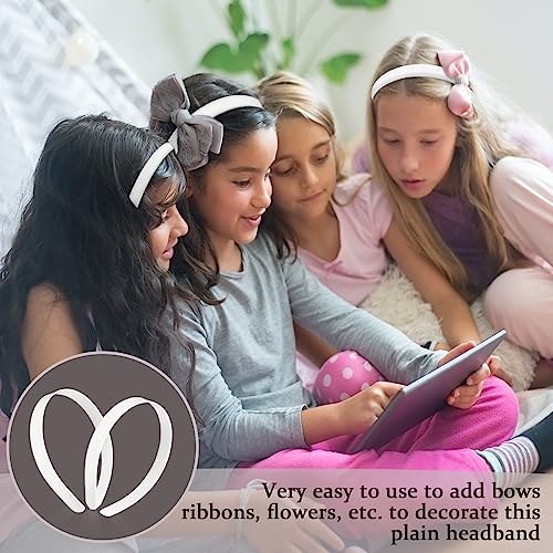 50PCS Amersumer 1/2" Girls Plain No Teeth DIY Plastic Headbands Headwear Hair Accessories (Black) (WHITE)