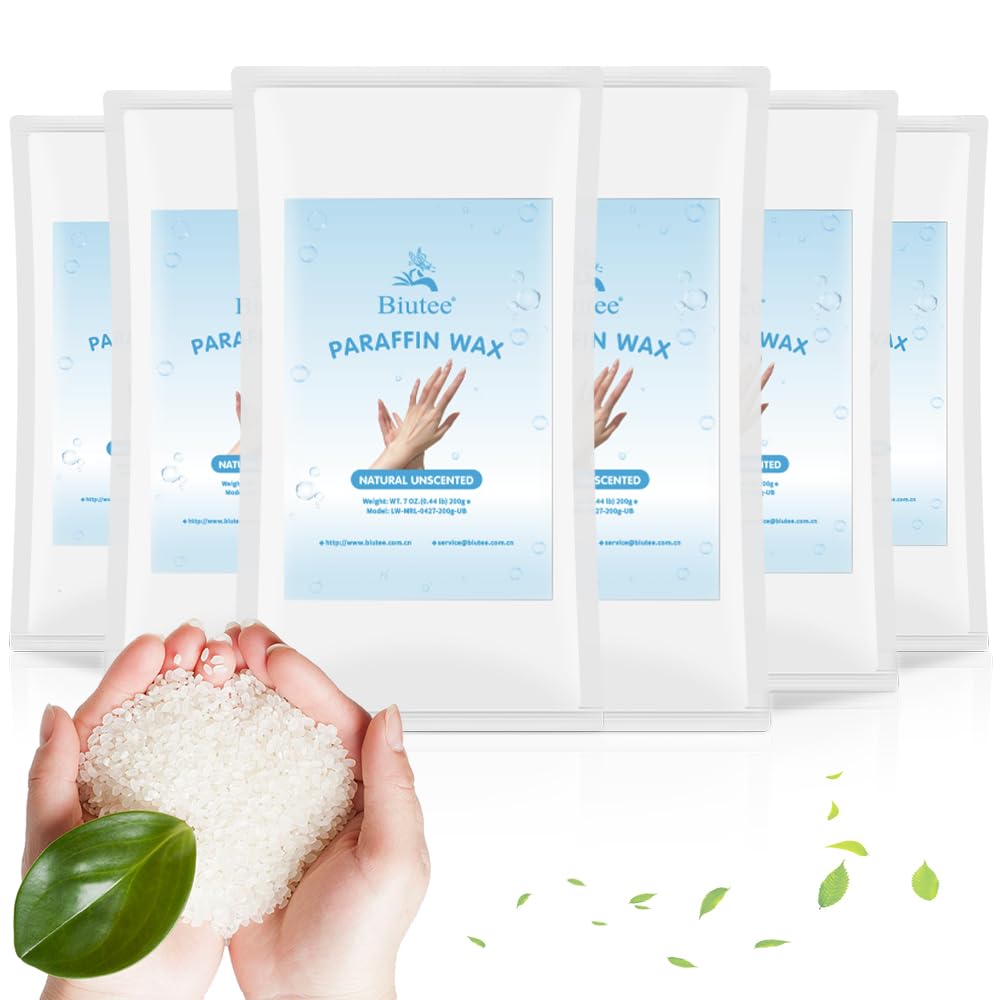 Biutee Paraffin Wax Refills 6 Pack 0.44 Pound per pack Unscented Paraffin Wax Paraffin Blocks Moisturizing for Hand and Feet Low Melt Paraffin Wax (Unscented)