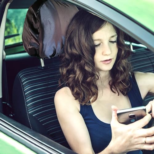 2 Pack Satin Car Headrest Cover Hair-Saving Satin Headrest Cover for Hair Protection Car Head Rest Protector Adjustable and Reusable