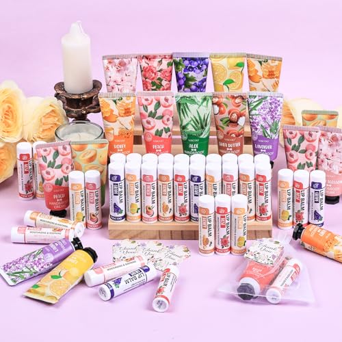 40 Sets Hand Cream Bulk and Lip Balm Bulk Gift Set, Bridal Shower Party Favors and Wedding Favors for Guests with Thank You Card Organza Bags, Baby Shower Favors, Thank You Gifts for Women