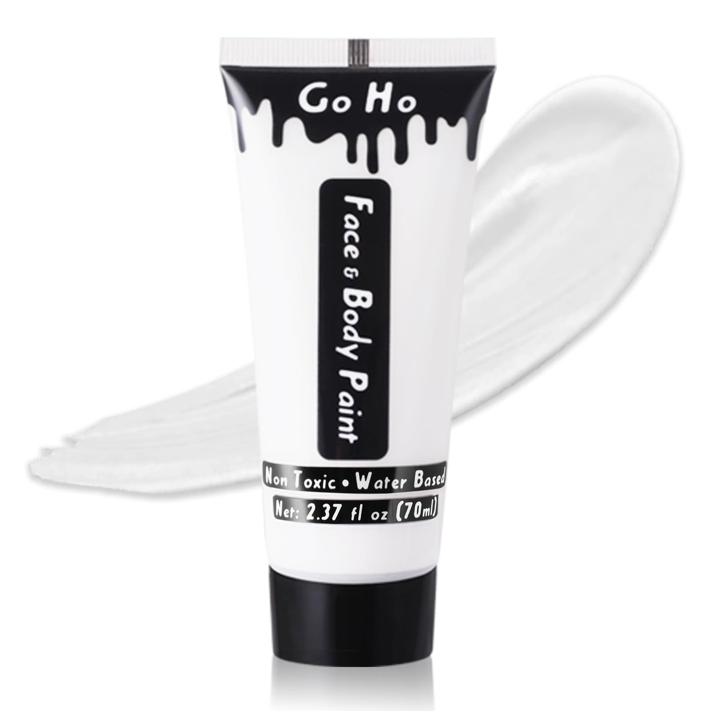 Go Ho Professional Clown White Face Body Paint Washable(2.37oz),Water Based Cream White Body Paint,Halloween Costumes Cosplay SFX Goth Skeleton Zombie Vampire Clown White Makeup