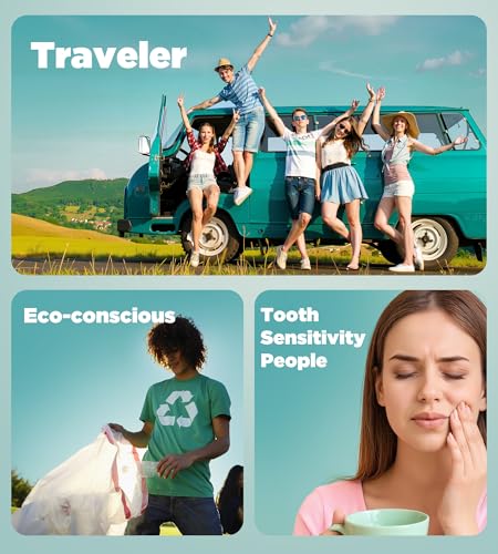 15X Power Clean Natural Toothpaste Tablets with Malic Acid, Lactobacilltis Travel Toothpastes for Fresh Breath, Fluoride Free Toothpaste to Remineralize Sensitive Teeth, 62 Tablets, Peppermint