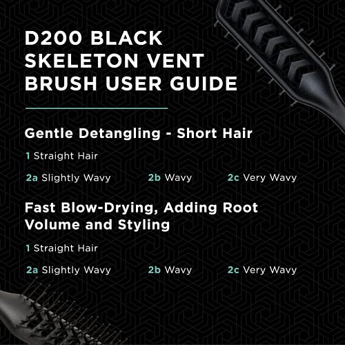 Jack Dean by Denman D200 Flexible Vent Brush for Blow Drying - Styling Hair Brush for Wet Dry Curly Thick Straight Hair - For Women and Men (Black)