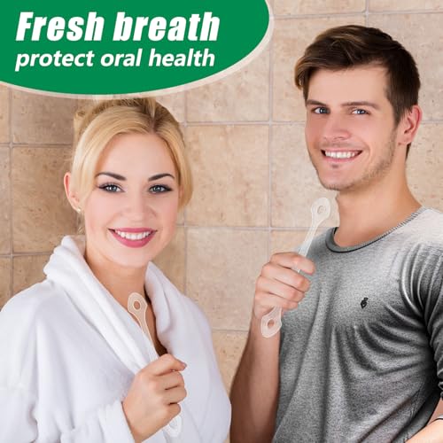 50 Count Disposable Tongue Scraper, Plastic Tongue Cleaner for Adults and Kids, Tongue Scrubber for Oral Care, Promote Fresh Breath