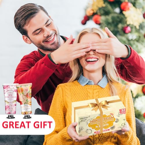 32 Pack Hand Cream Gift for Women, Bulk Hand Lotion Travel Size for Dry Cracked Hands, Mini Moisturizing Hand Cream for Mom Gifts, Teacher Gifts, Thank You Gifts and Bridal Shower Favors