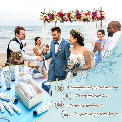 48 Sets 192 Pcs Blue Flower Baby Bridal Shower Hand Cream and Lip Balm Baby Shower Gifts for Guests Bridal Wedding Party Favor Bulk with Thank You Card Organza Bags Travel Size for Wedding
