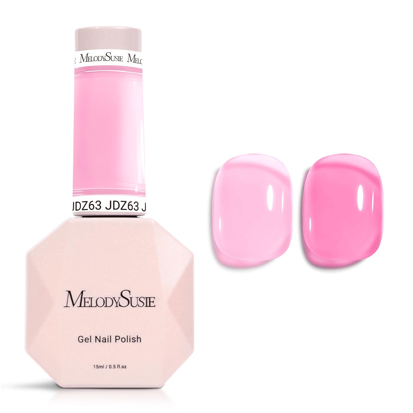 MelodySusie Pink Gel Nail Polish, 0.5Fl.oz Jeweliver Jelly Gel Nail Polish Translucent Peach Color Pastel Soak Off UV LED Light Cure Nail Art Gift Manicure JDZ63