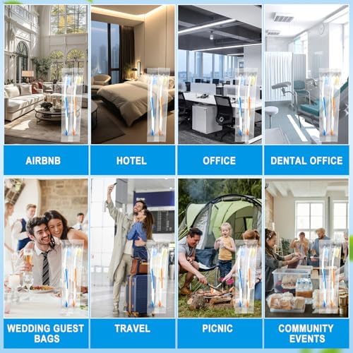 200 pcs Disposable Toothbrushes Individually Wrapped Bulk Toothbrush Pack, Medium Soft Toothbrushes for Adults, Kids, Guests, Travel, Hotel, Nursing, Donation (2 Colors)