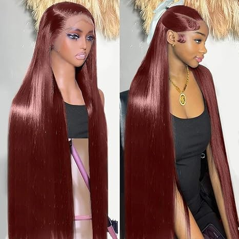 250 Density Straight Lace Front Wigs Human Hair Pre Plucked 13x4 HD Transparent Lace Front Wigs Human Hair for Women Reddish Brown Lace Front Wigs HumanHair 33# Colored Brazilian Human Hair Wig 30Inch