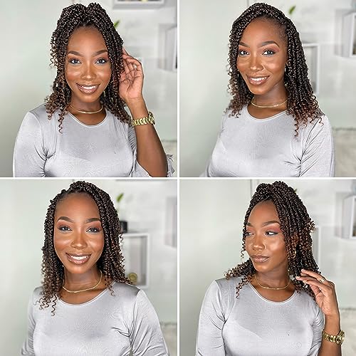 12 Inch Pre-Looped Passion Twist Crochet Hair - 8 Packs Pretwisted Bohemian Braiding Hair for Black Women, Soft Tangle-Free Synthetic Hair for Protective Styles, Easy Install Crochet Braids (1B/30)