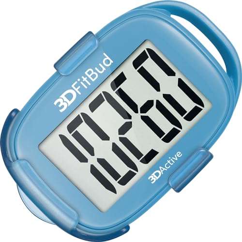 3DFitBud Simple Step Counter Walking 3D Pedometer with Clip and Lanyard, A420S (Light Blue)
