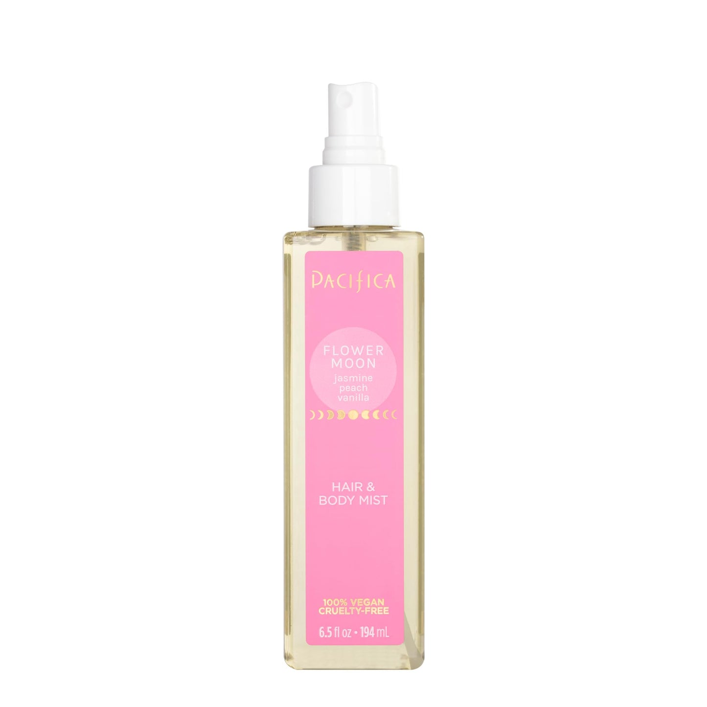 Pacifica Hair Perfume & Body Fragrance Spray Mist - Flower Moon with Jasmine, Peach & Vanilla – Alcohol-Free, Vegan & Cruelty-Free, 6.5 oz
