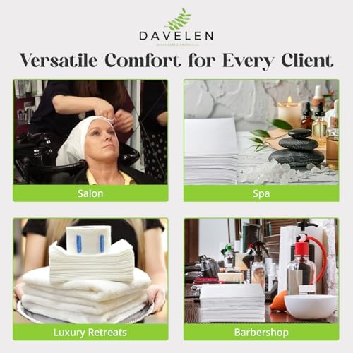DAVELEN Disposable Large Luxury Towels (50-Count) Spa and Salon Quality Softness for Guests, Clients | Hair, Face, Body Use | Luxurious Comfort, Ecofriendly | Towels Size: 31.5” x 15 (white)