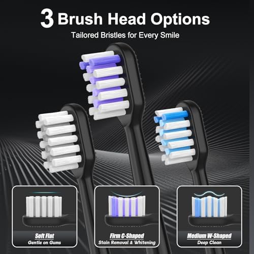 2025 New Sonic Electric Toothbrush for Adults - Vibration 60,000 VPM & 73° Oscillation Rechargeable Electric Toothbrush, 50+ Days Battery Life, 3 Modes, 2-Minute Timer, 3 Brush Heads, Black