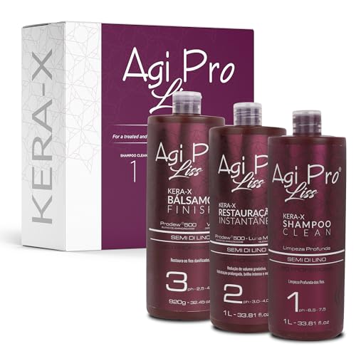 Brazilian Keratin Hair Treatment Straightening - Smooths, Softens, Moisturizers, Adds Shine, Reduces Frizz AGI PRO LISS (PACKAGING MAY VARY)