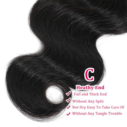 Human Hair Bundles Body Wave Bundles Human Hair 16 18 20 Inch 12A Grade 100% Unprocessed Brazilian Virgin Hair Body Wave 3 Bundles Deals Real Human Hair Extensions For Black Women Natural Black