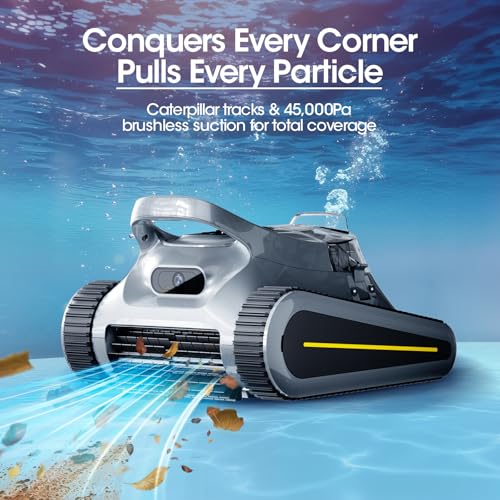 Nepturox Cordless Robotic Pool Cleaner, Pool Vacuum 180W Brushless Motor, 45000Pa Suction, Wall & Waterline Climbing, Auto Path Mapping, for Inground & Above-Ground Pools up to 2150 Sq. Ft.