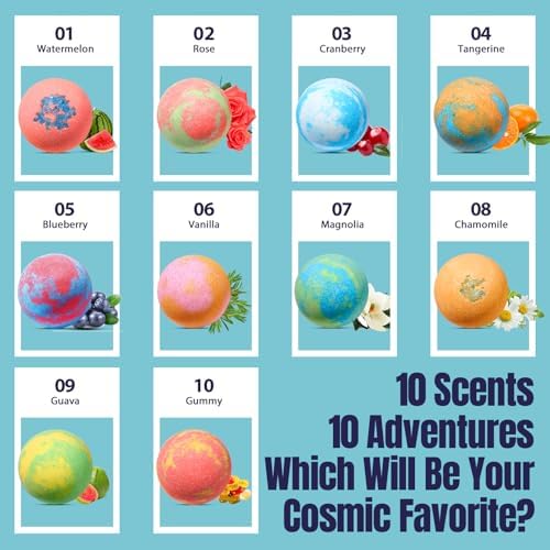 20 Pack Galaxy Bath Bombs for Kids with Space Explorer Toys, Cosmic Adventure Kids Bath Bombs with Astronauts, Rockets, Planets & Glow-in-The-Dark Aliens Inside,End-of-School Year Gifts