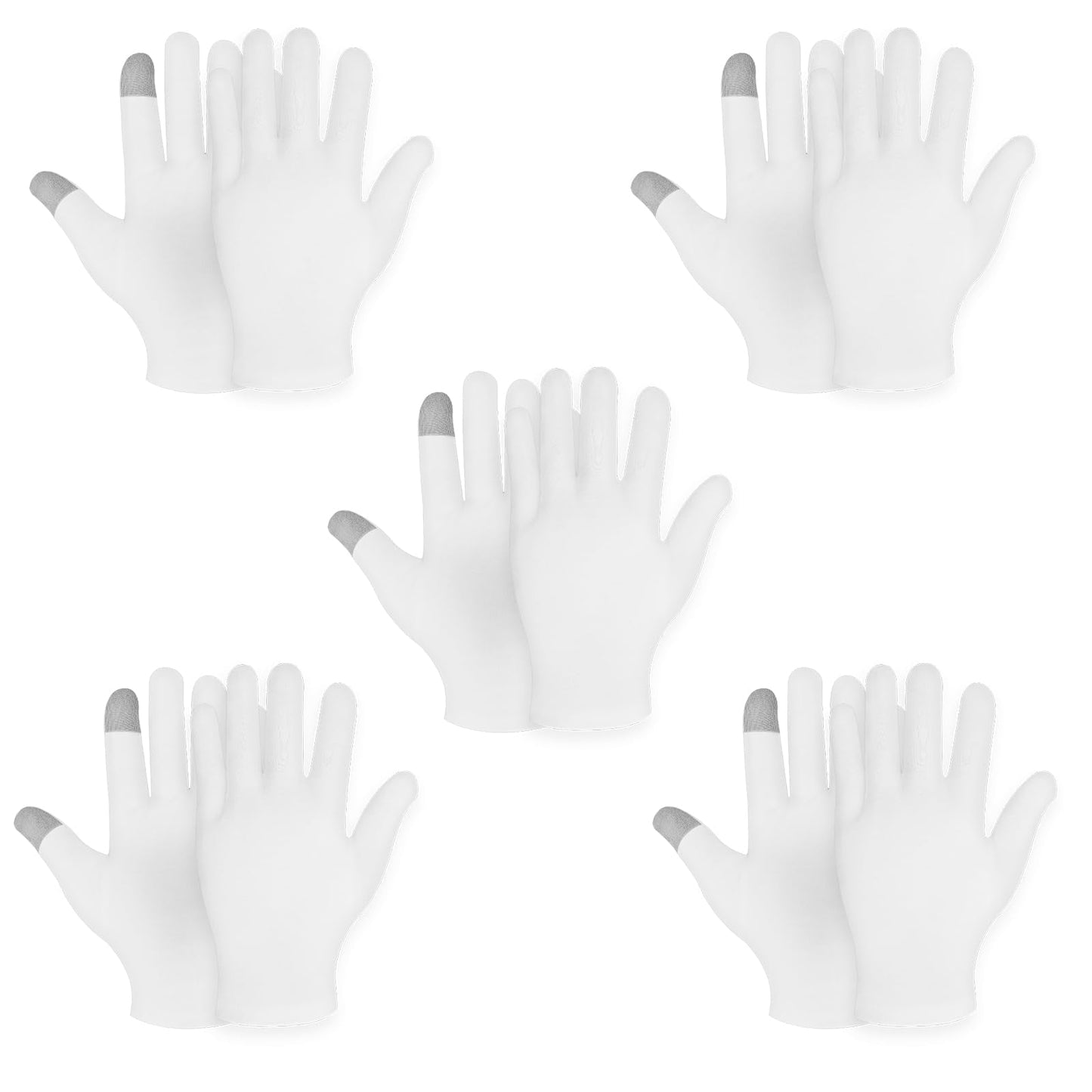 Sibba 5 Pairs Moisturizing Gloves Overnight, Touch Screen Gloves Cotton Gloves for Dry Hands Eczema, Hand Spa Treatment Gloves for Repair Rough Cracked Dry Chapped Hands Skin, Inspection Gloves(White)