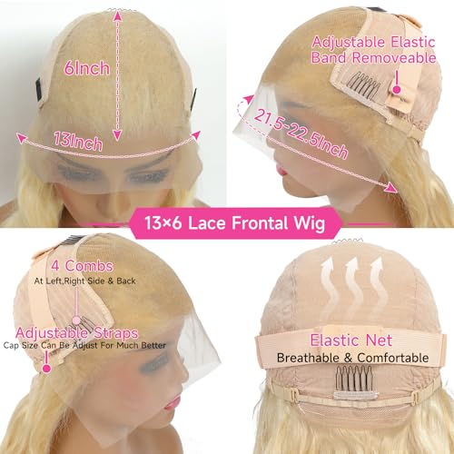 28 Inch 613 13x6 Lace Front Wig Human Hair 200 Density Blonde Wig Human Hair 613 HD Lace Frontal Wig 13x6 Blonde Body Wave Lace Front Wigs Human Hair Pre Plucked