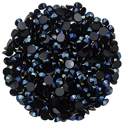 2250 Pcs SS16 4mm AB Flatback Rhinestones for Nails Art Crafts Glitter Round Shine Gems Crystals DIY Clothes Shoes (Black-Bottom Ink-Blue AB)
