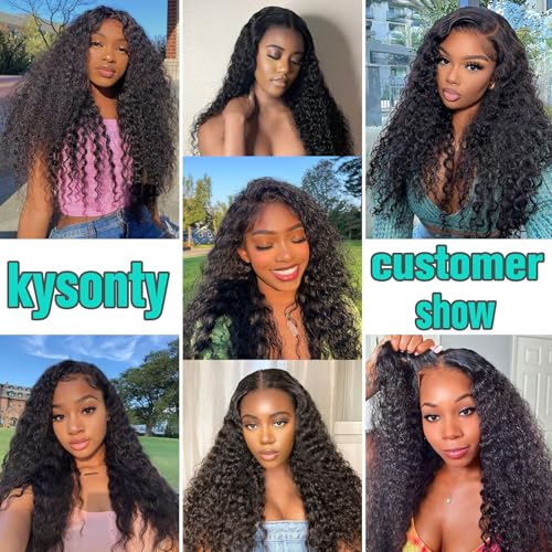 30 Inch Water Wave Lace Front Wigs Human Hair 13x6 HD Lace Frontal Wigs 200% Density Wet and Wavy Glueless Wigs Human Hair Pre Plucked With Baby Hair Deep Part Curly Wig for Women