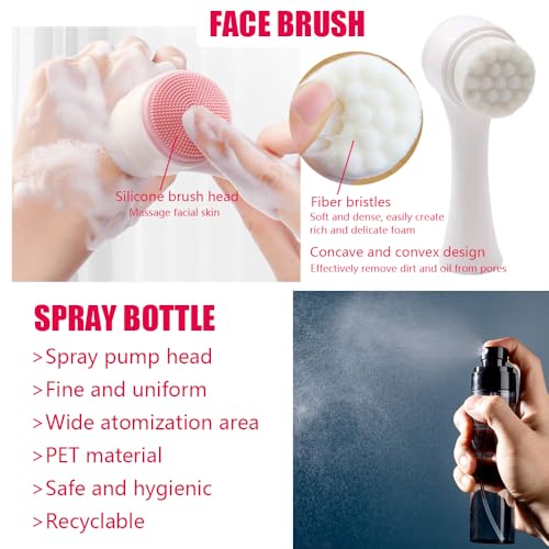 33PCS Makeup Foundation Brushes Tool Set with Sponges, Eyelash Curlers, Powder Puffs, Silicone Washing Bowls, Eye Aids, Nano Spray Bottles, Exfoliating Face Brushes, Eyebrow Trimming, Storage Bag