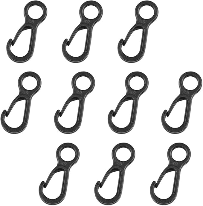 10 Pcs Black Plastic Snap for Lights Hanging to Canopy Clip Hook Camping Carabiner Buckle Multifunction Snap Hook Camping Equipment Tent Buckle Clips Tent Hooks Outdoor Tent Accessories