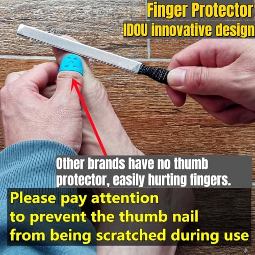 2-Piece Stainless Steel Toenail File for Thick Nails | 4-Sided Design with Non-Slip Grip & Thumb Protector | 7" Durable Metal Nail File for for All, Elderly & Dogs