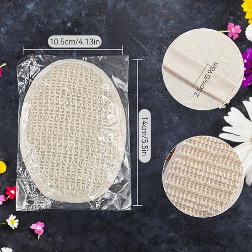 (10 Pk) Individually Wrapped Loofahs, Natural Loofah Luffa Pad Sponge Pouf Brush for Travel Bath Shower - Beige