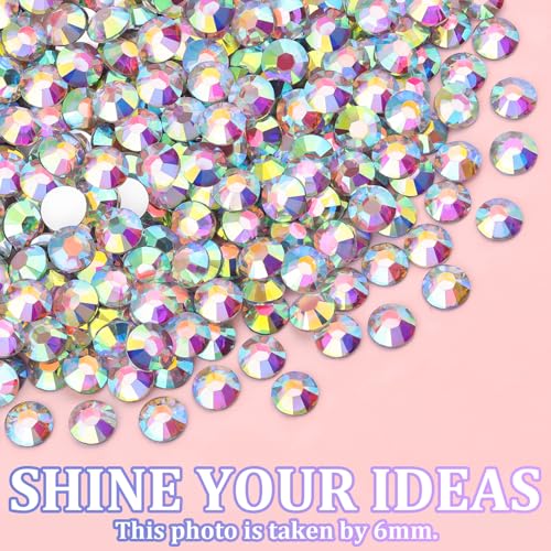 25000Pcs Resin Rhinestones with Tweezers for Crafting, AB 2-6mm Mixed Sizes Bedazzling Crystal with 3Pcs 10ml B7000 Jewelry Glue for DIY Crafts Clothing Tumblers Shoes Fabric Nail Art