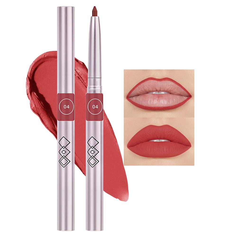 HHLTOH Matte Red Retractable Lipliner Pencil, Highly-Pigmented lip pencil, Long Lasting Waterproof Makeup Crayon for Lip Liner and Eye Liner, Smooth and Creamy, Rich Colors, Smooth Application, 04#